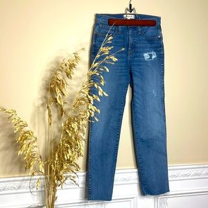 Madewell Cropped High-rise Distressed Jeans Raw Hem